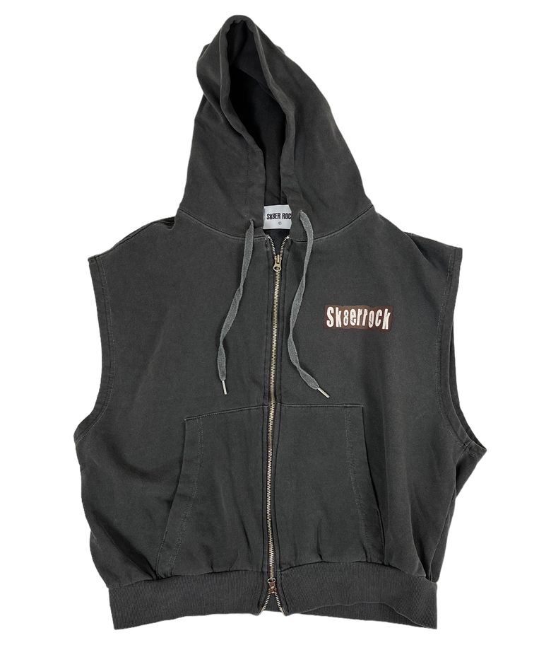 Pigment Hood Zip-up Vest Stone Charcoal