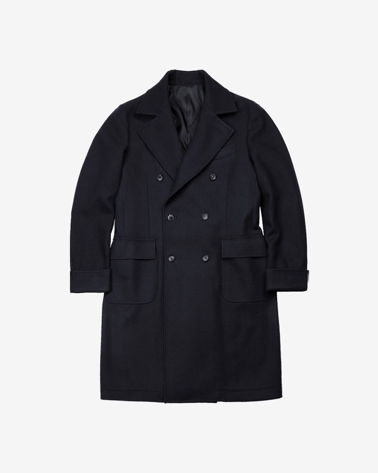 Bonheur Wool Polo Coat (Navy)