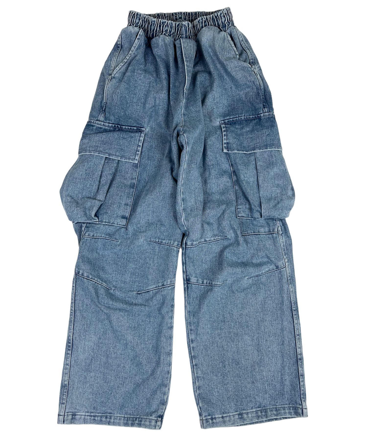 MUSINSA | SK8ER ROCK Dart Cargo Wide Denim Pants light blue
