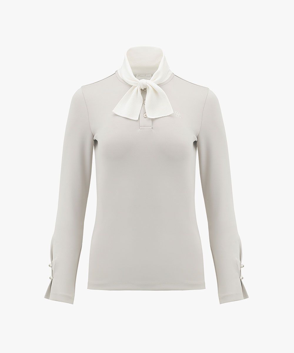 MUSINSA FAIRLIAR Petite knit scarf t-shirt (beige)