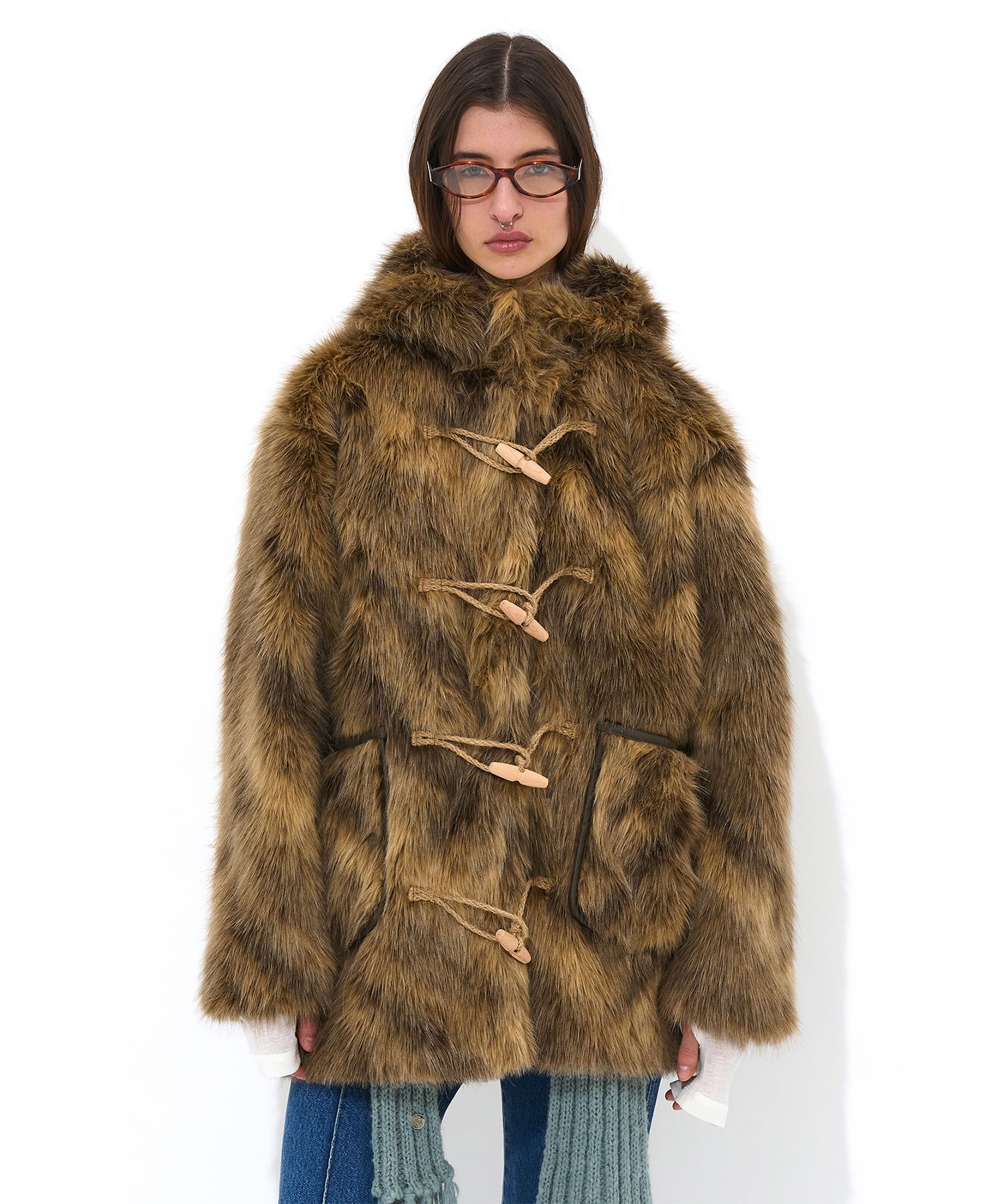 【Fallett】韓国人気★ Soft Fur Duffle Coat Oversized Duffle Coat(IVORY) | ファッション通販サイト NUGU
