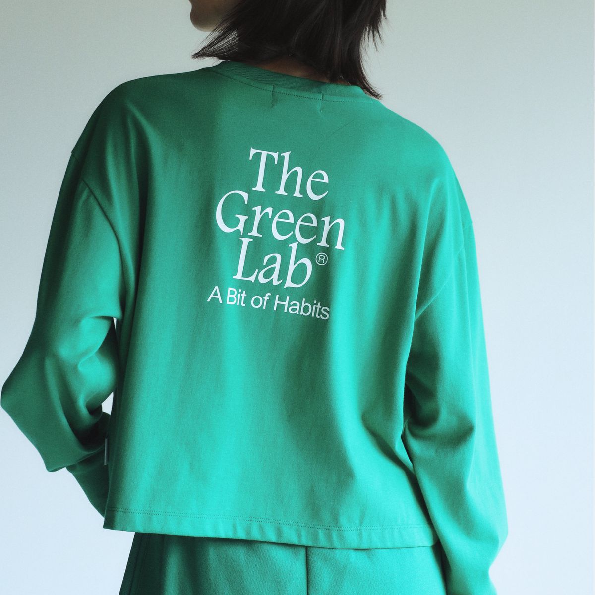 더그린랩(THE GREEN LAB) 에센셜 크롭 긴팔티 [그린]
