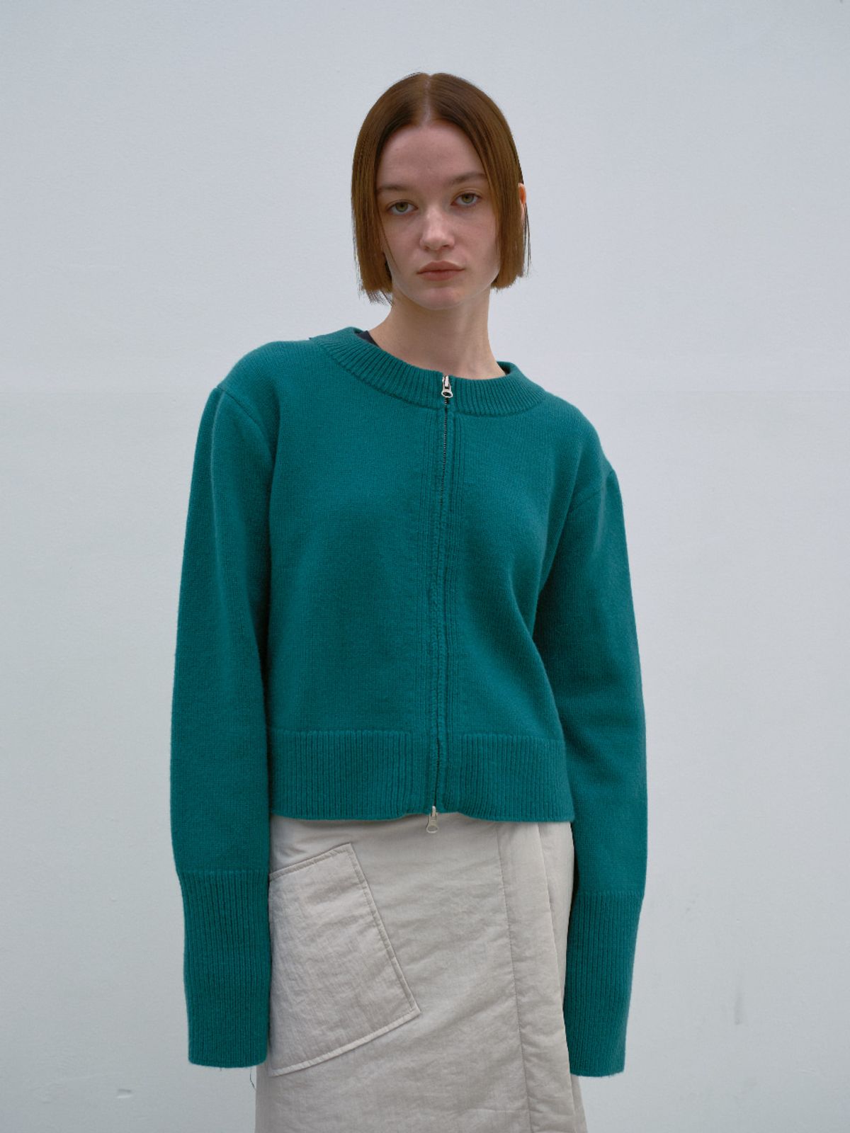 아코크(ACOC) Merino Wool Zip-up Cardigan_T/Green