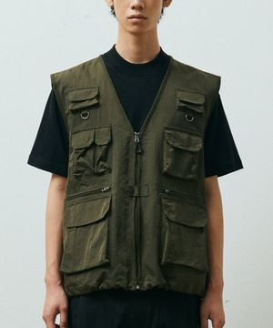 워시드 나일론 유틸리티 베스트_카키