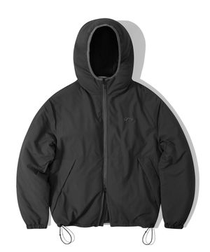 오버핏 심볼 로고 후드 패딩-블랙