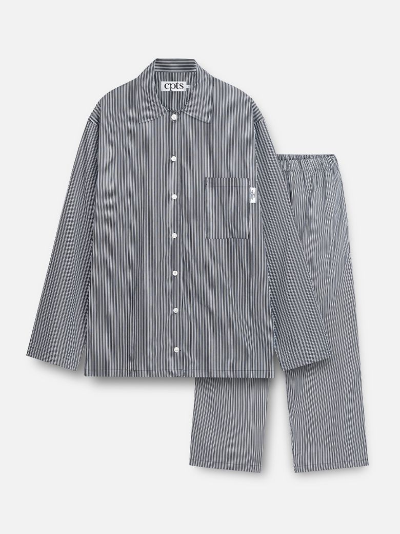 [SET] 블랙 & 화이트 스트라이프 파자마