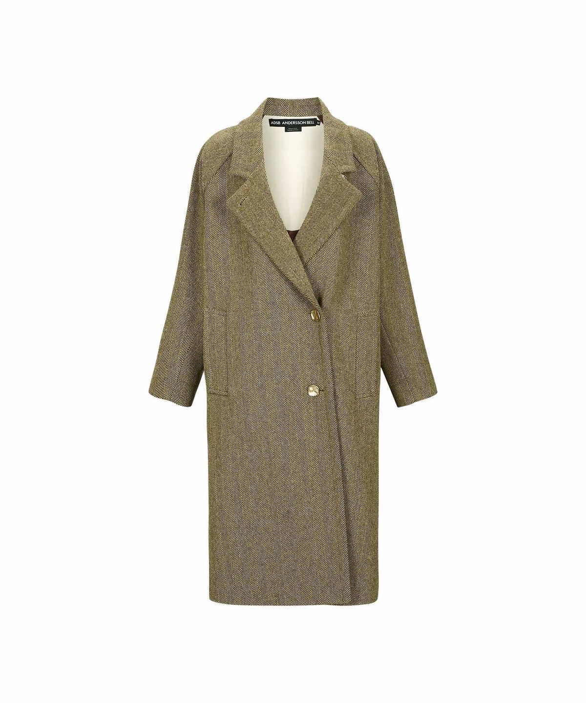 앤더슨벨(ADSB ANDERSSON BELL) 캐린 헤링본 래글런 코트 awa544w(BROWN)