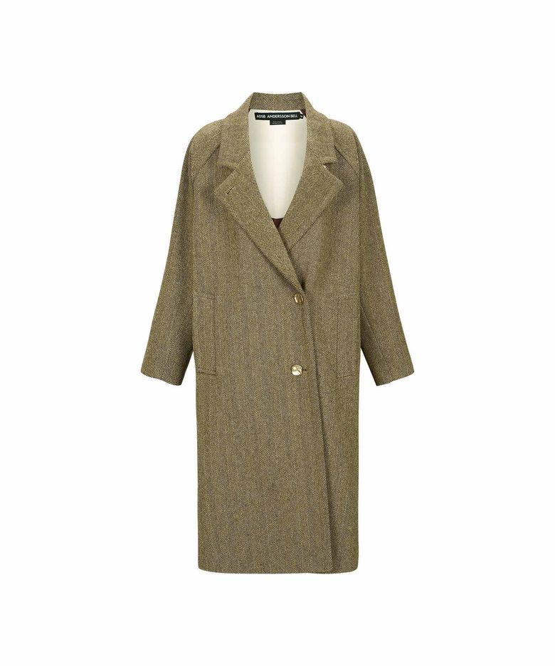 캐린 헤링본 래글런 코트 awa544w(BROWN)