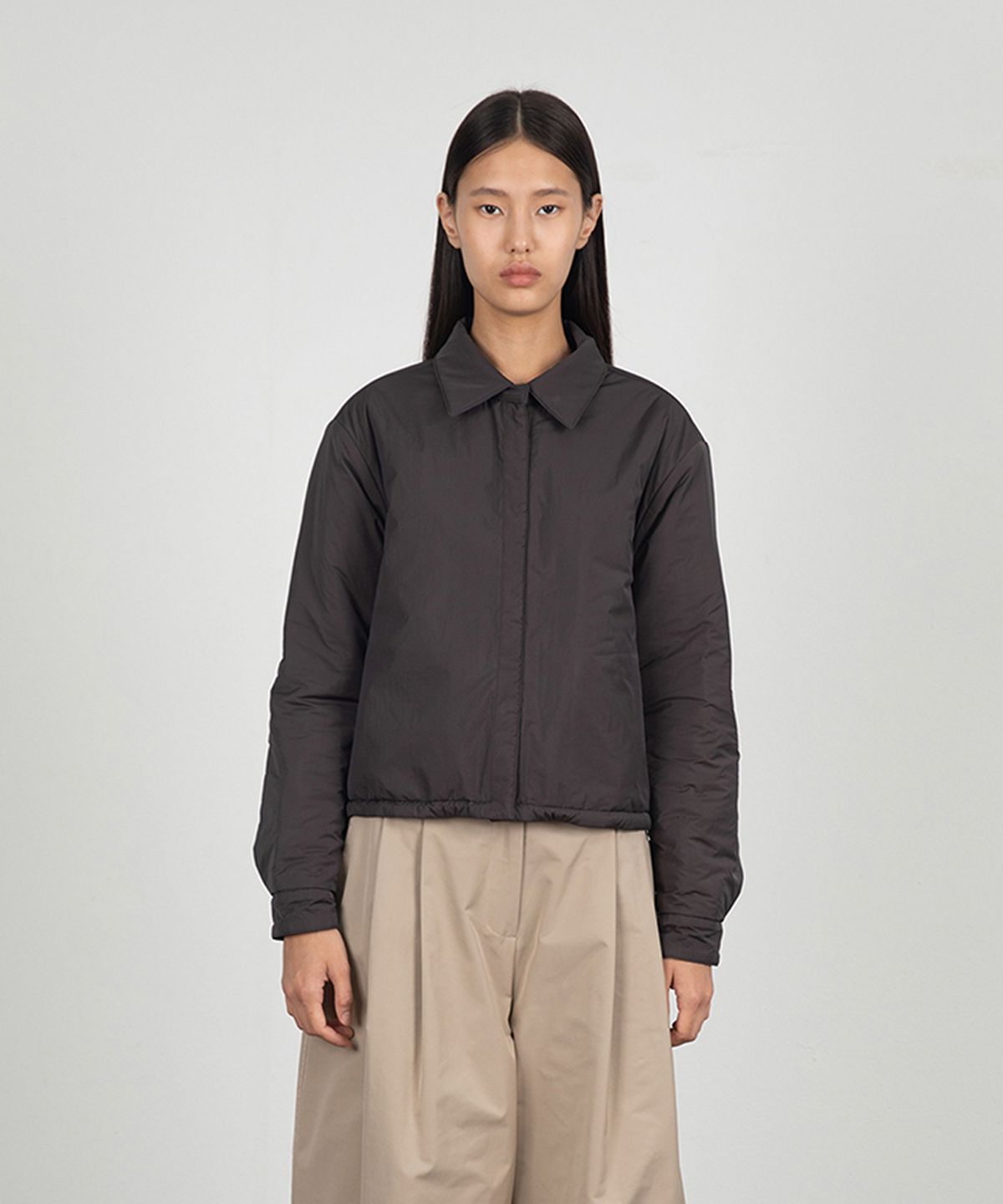 아모멘토(AMOMENTO) STRIPE REVERSIBLE PADDED SHIRT_BROWN
