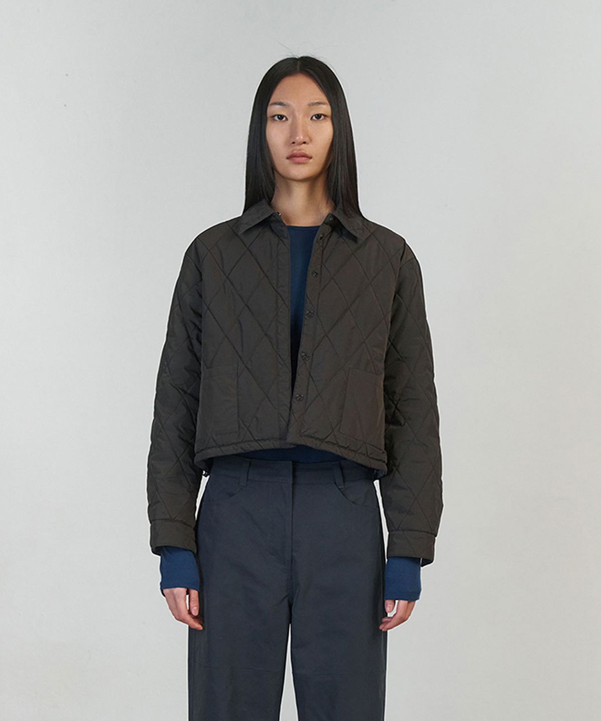 아모멘토(AMOMENTO) STRIPE REVERSIBLE PADDED SHIRT_DARK NAVY