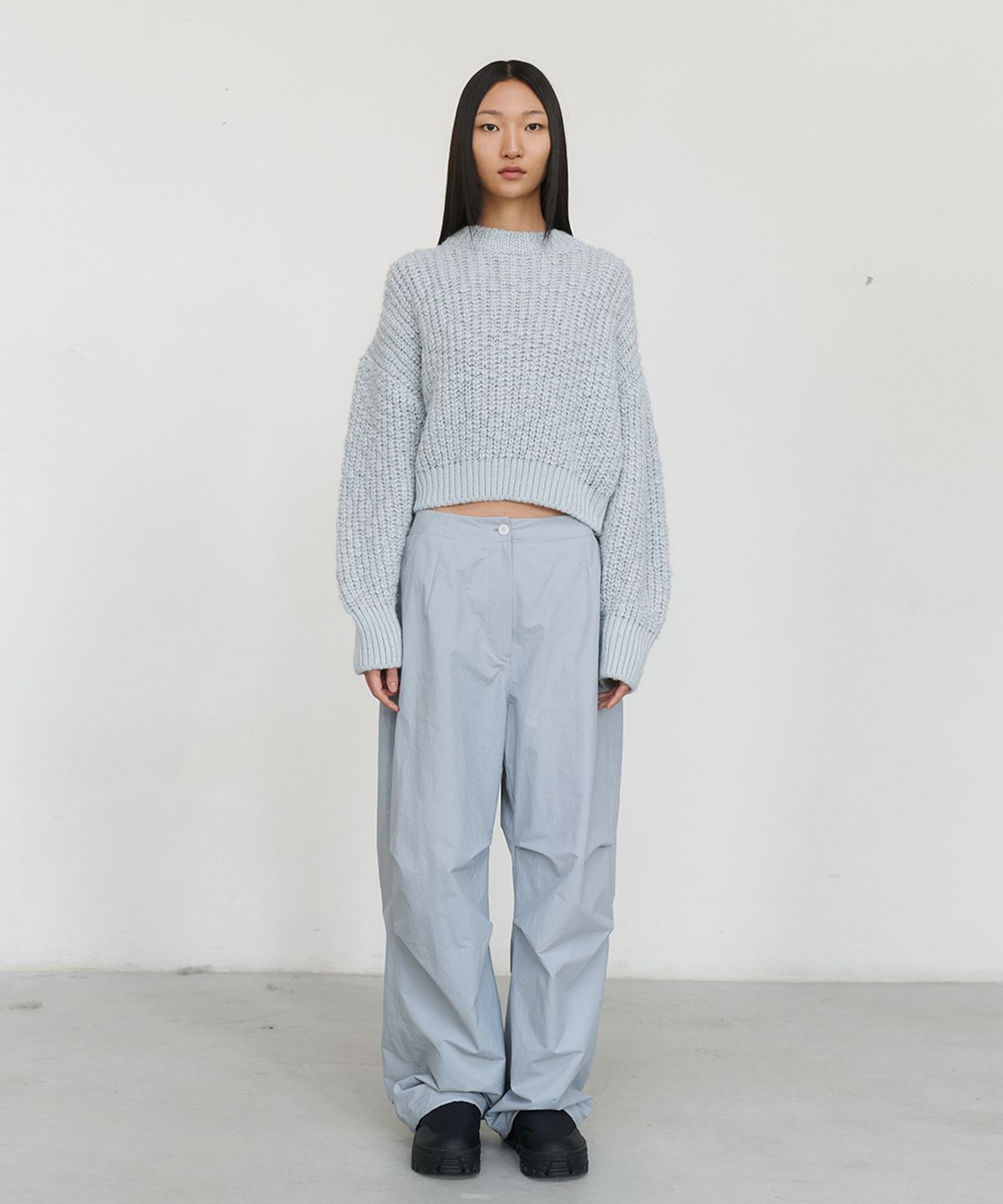 아모멘토(AMOMENTO) COTTON NYLON FATIGUE PANTS_BLUE GREY