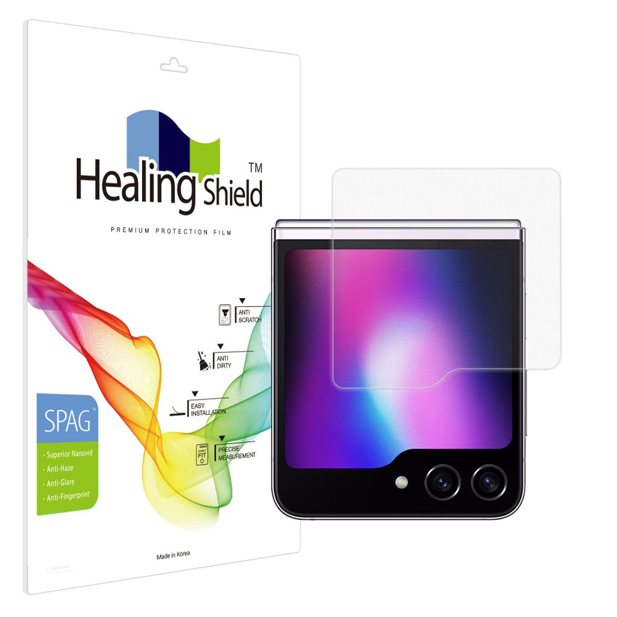 힐링쉴드(HEALINGSHIELD) 갤럭시 Z플립5 슈페리어 저반사 케이스형 외부액정 보호필름 2매