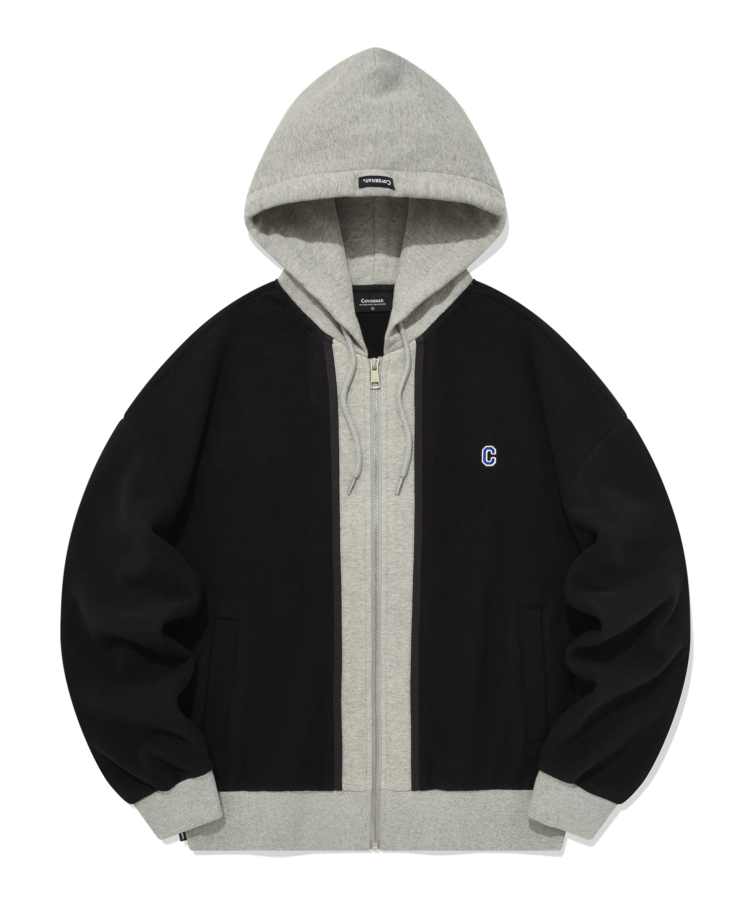 [COVERNAT]★LAYERED FLEECE HOODIE ZIP-UP JACKET MUSINSA | COVERNAT Layered fleece hoodie zip-up jacket black