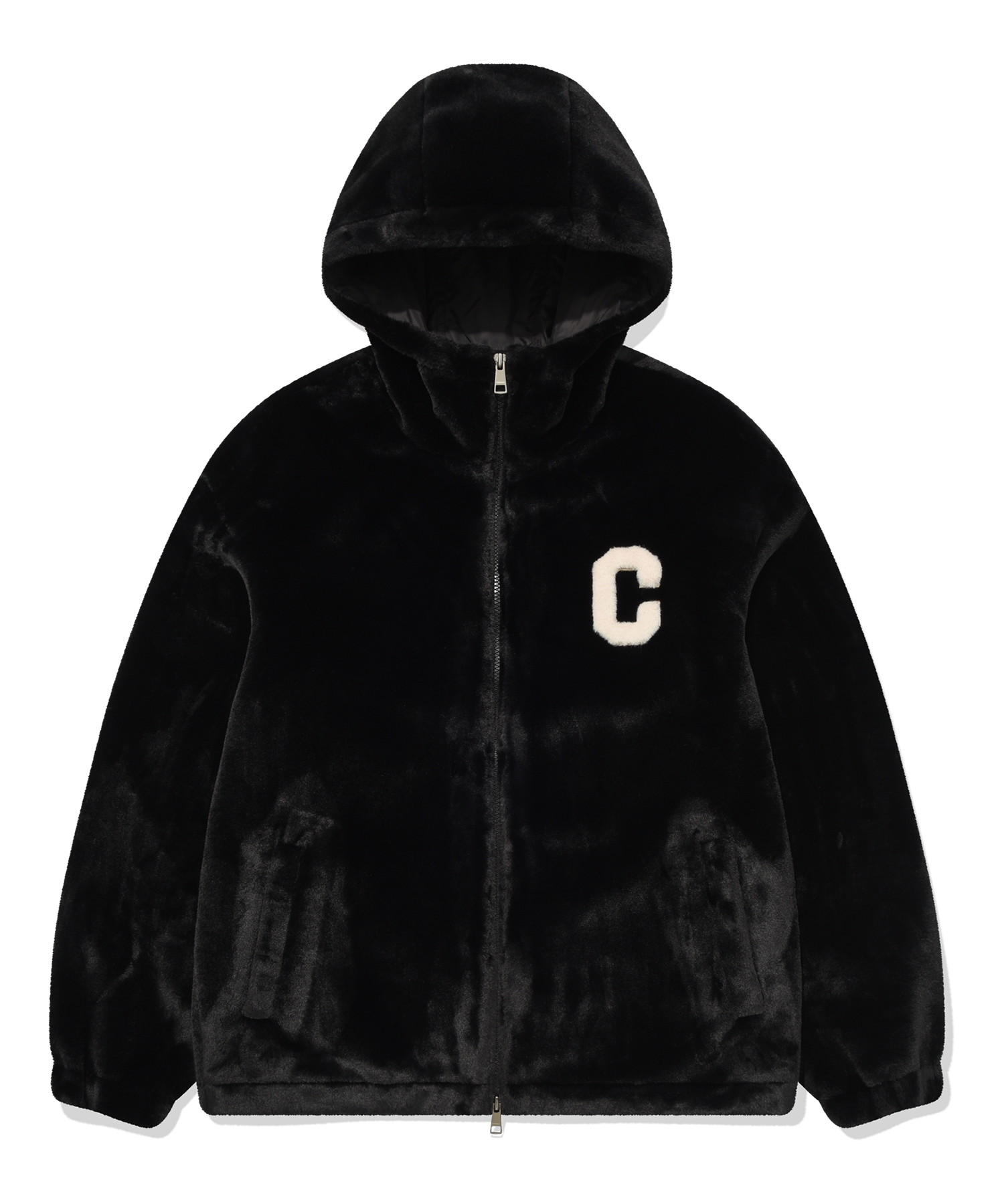 [COVERNAT]★C LOGO MINKER BOA HOO DIE ZIP-UP JACKET MUSINSA | COVERNAT C logo minker boa hoodie zip-up jacket black