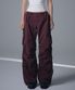 W Parachute Nylon Cargo Pants - Wine