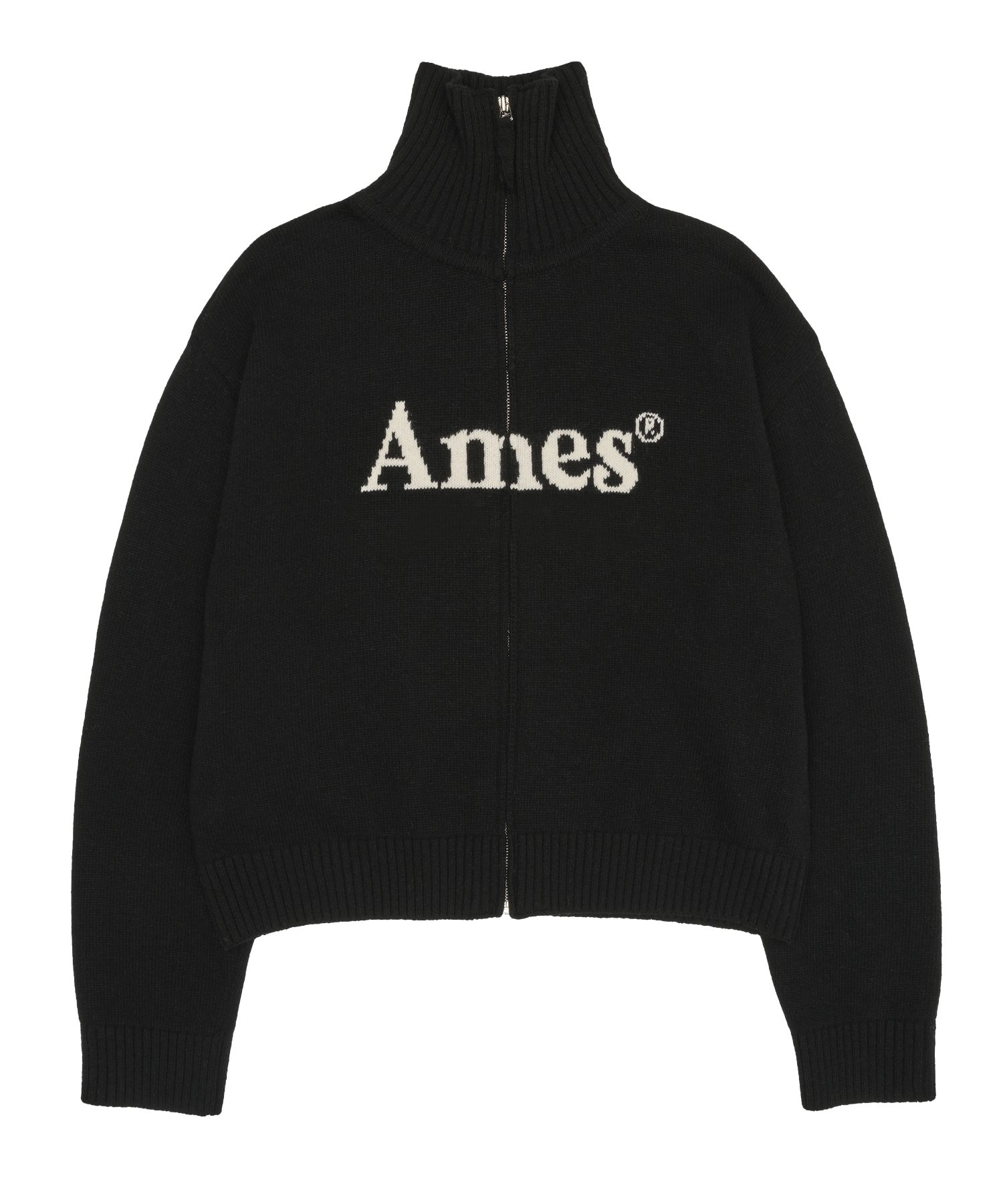 MUSINSA公式 | AMES-WORLDWIDE BASIC FULL ZIP UP KNIT BLACK