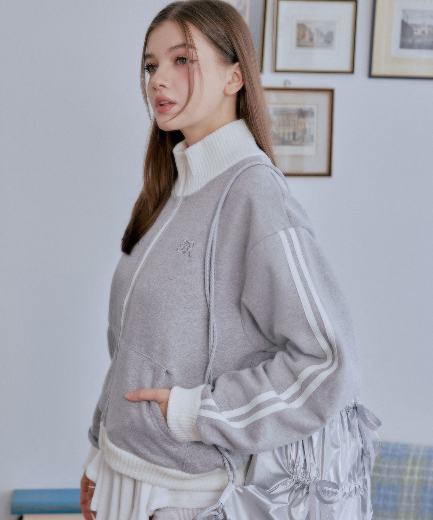 MUSINSA公式 | MOON FAIRY MF chunky zip-up jacket-gray