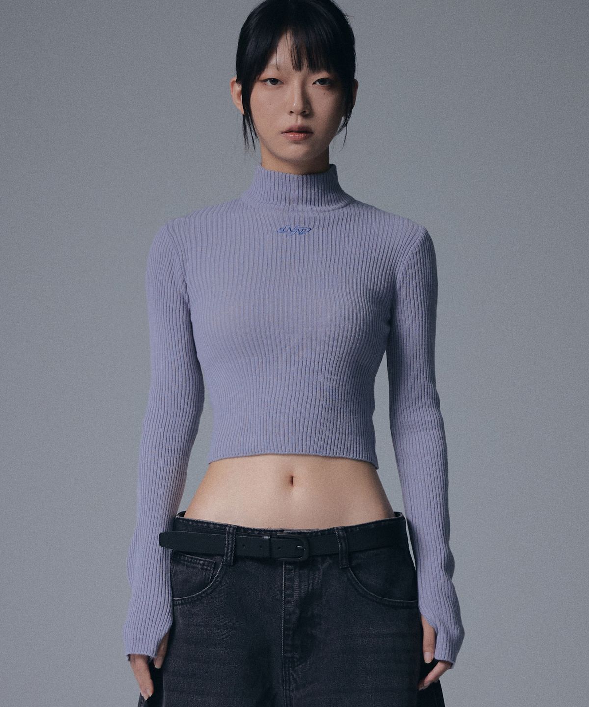 낫포너드(NOT4NERD) W Tribal Logo Highneck Knit - Blue