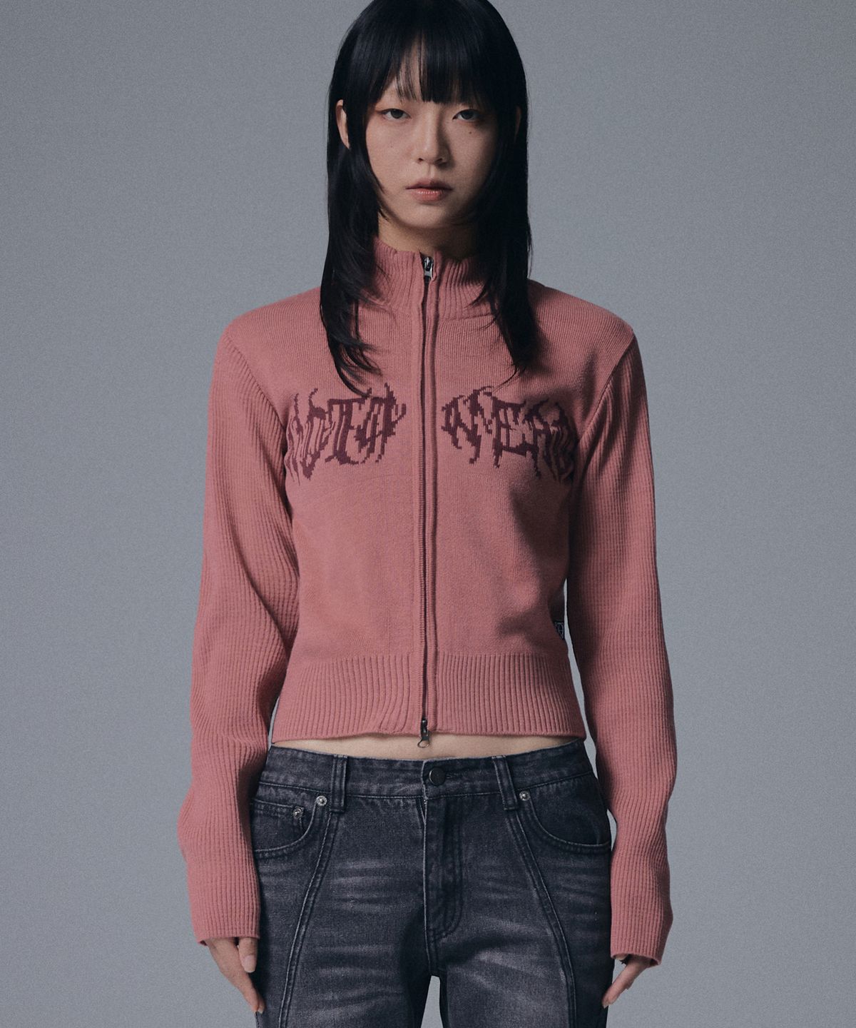낫포너드(NOT4NERD) W Wild Logo Knit Zip up - Pink