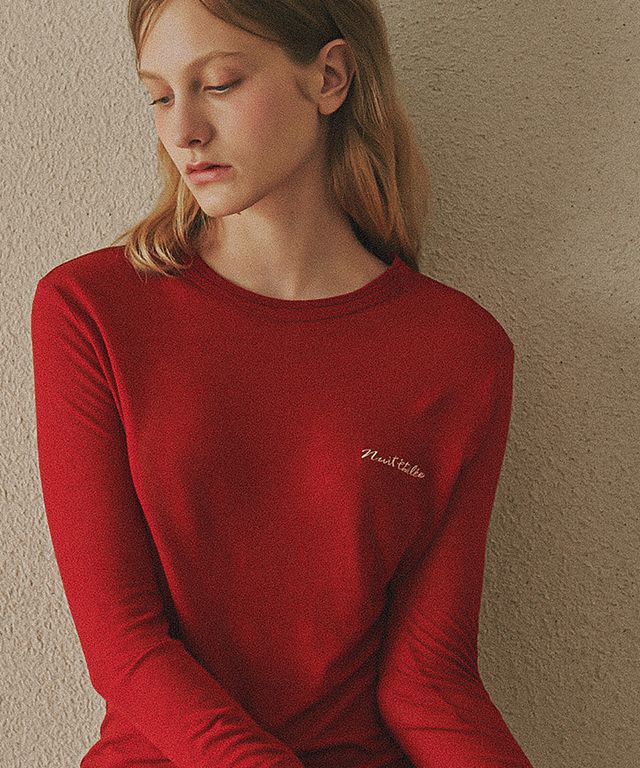 Tシャツ・カットソー RONRON NUIT FLAT WOOL TENCEL LONG SLEEVE RED MUSINSA公式 | RONRON NUIT FLAT WOOL TENCEL LONG SLEEVE RED