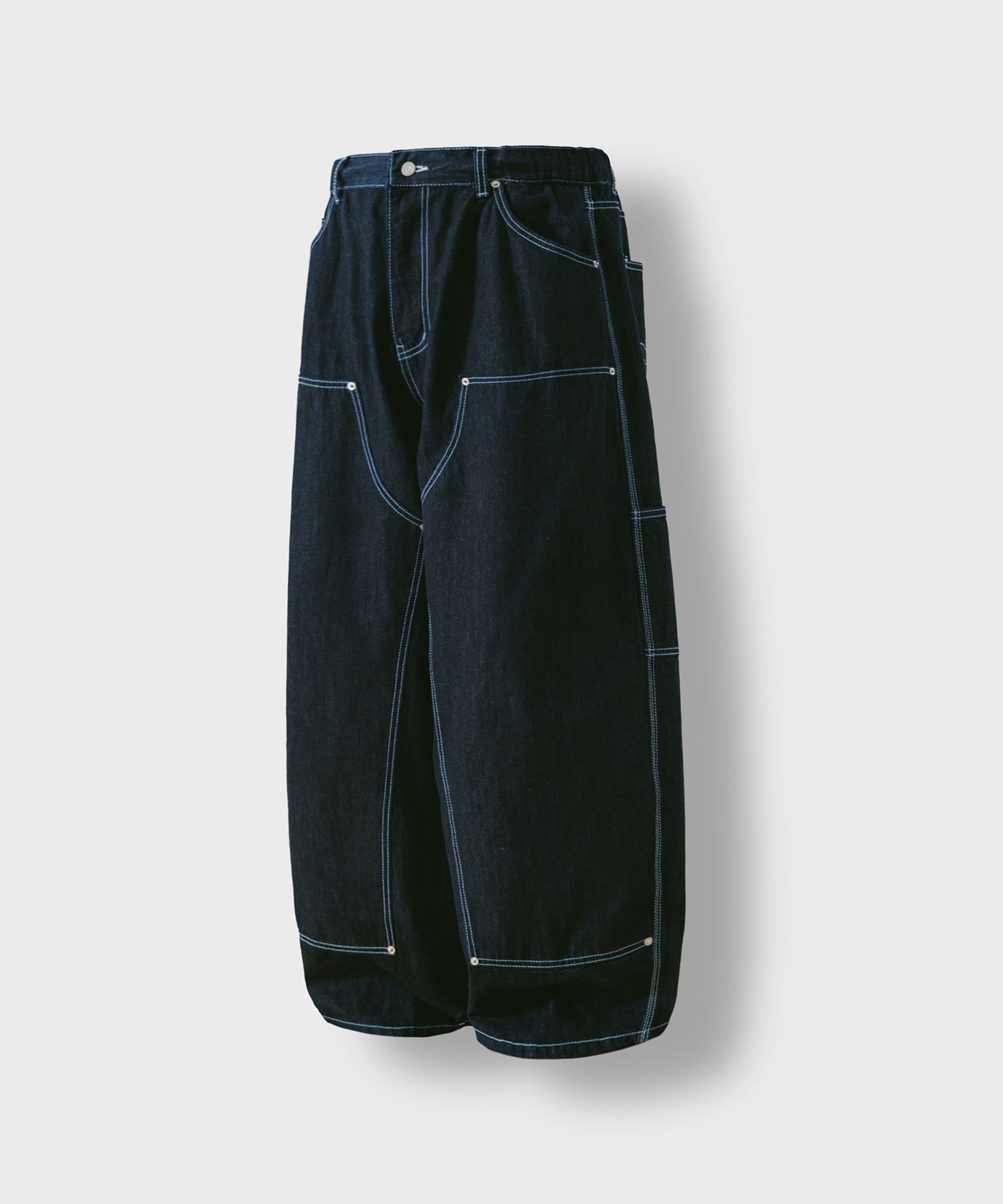 【DISCERNMENT】Tricket stitch brushed balloon denim pants ZW COLLECTION BALLOON DENIM PANTS - Blue | ZARA United States