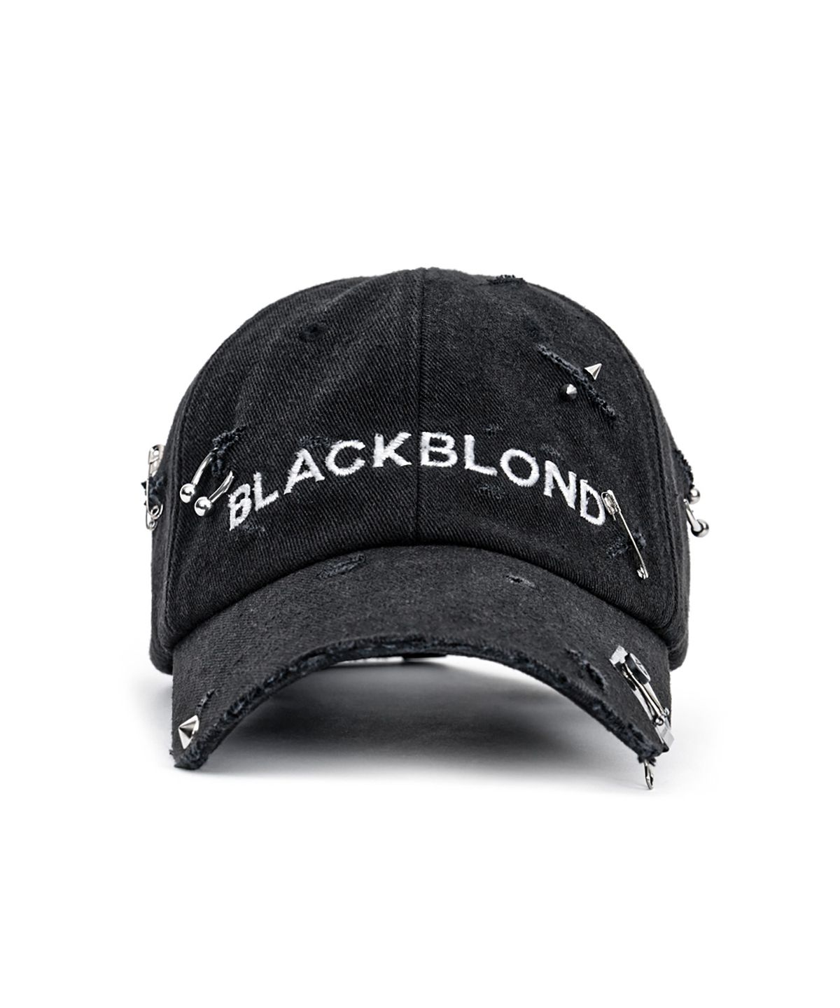 블랙블론드(BLACKBLOND) 비비디 립트 피어싱 커스텀 데님 캡 (블랙)