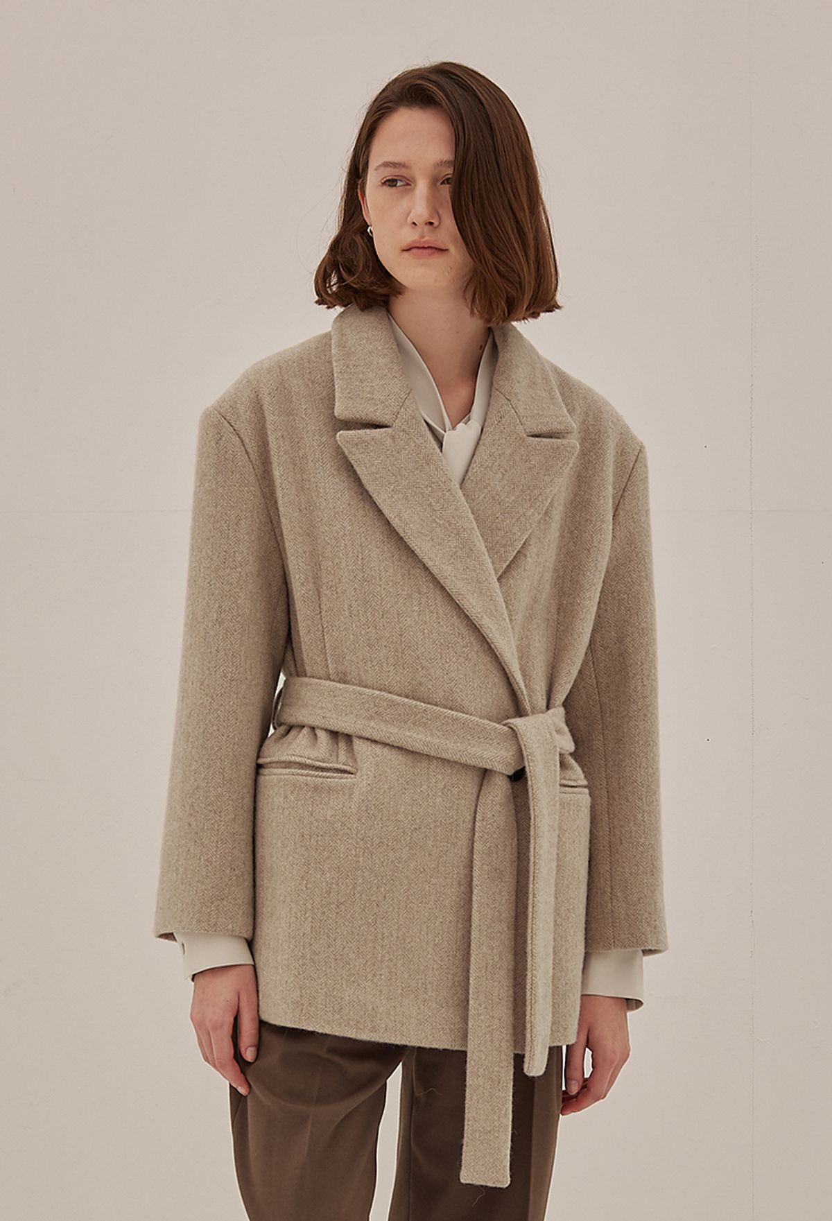 망고매니플리즈(MANGO MANY PLEASE) MEGAN HERRINGBONE HALF COAT (2colors)