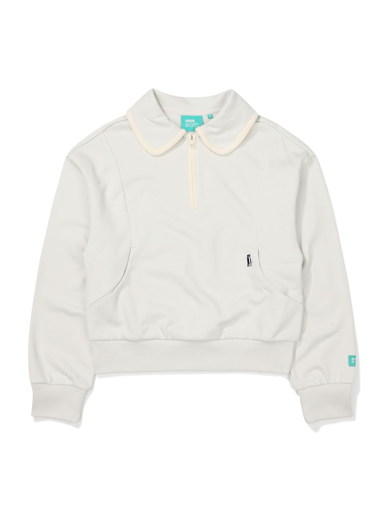 W 카라넥 하프집업 맨투맨_Light Mint