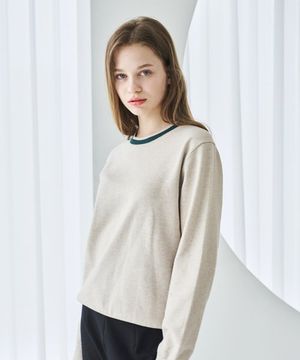 여성 솜털 라운드넥 니트_ZD3SW010_W_LBE