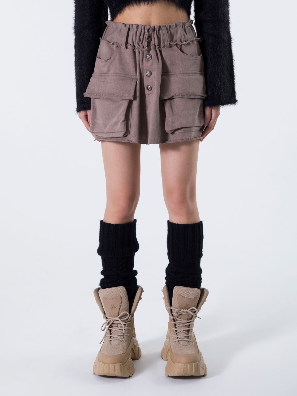 ★ Leey★ RIVET CARGO MINI SWEAT SKIRT BROWN P0000EAL MUSINSA | L.E.E.Y RIVET CARGO MINI SWEAT SKIRT BROWN