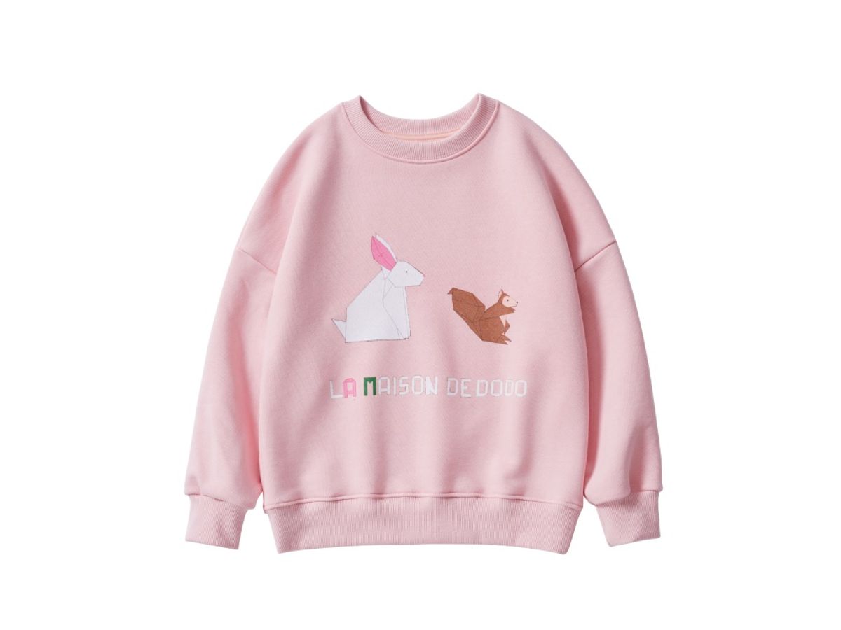 라메종드도도(LA MAISON DE DODO) SImply Dodo Sweatshirt with Origami Rabbit, Chipmunk (Baby Pink)_ 맨투맨