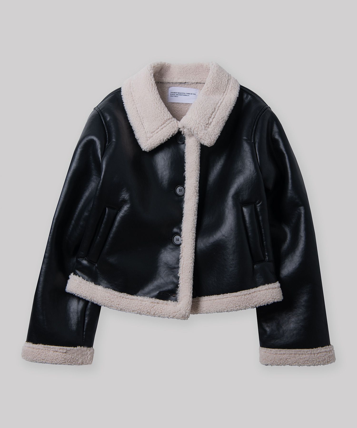 MUSINSA公式 | PLACE STUDIO Leather Overfit Fleece Button Mustang