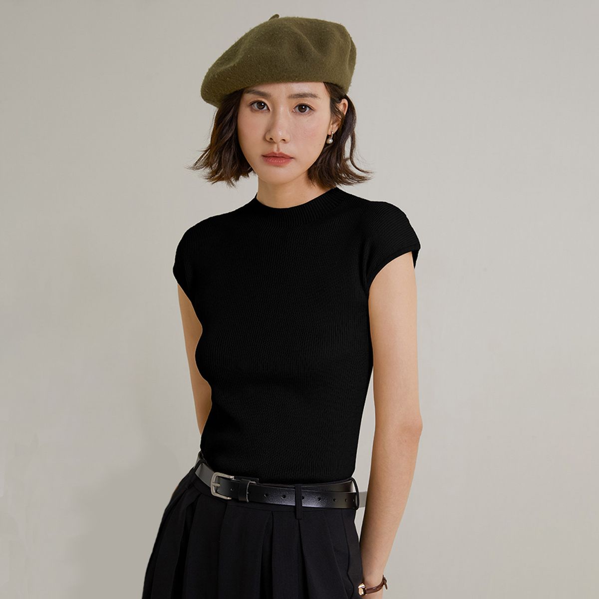 랭썬(LANGSON) LS_Half neck sweater_BLACK