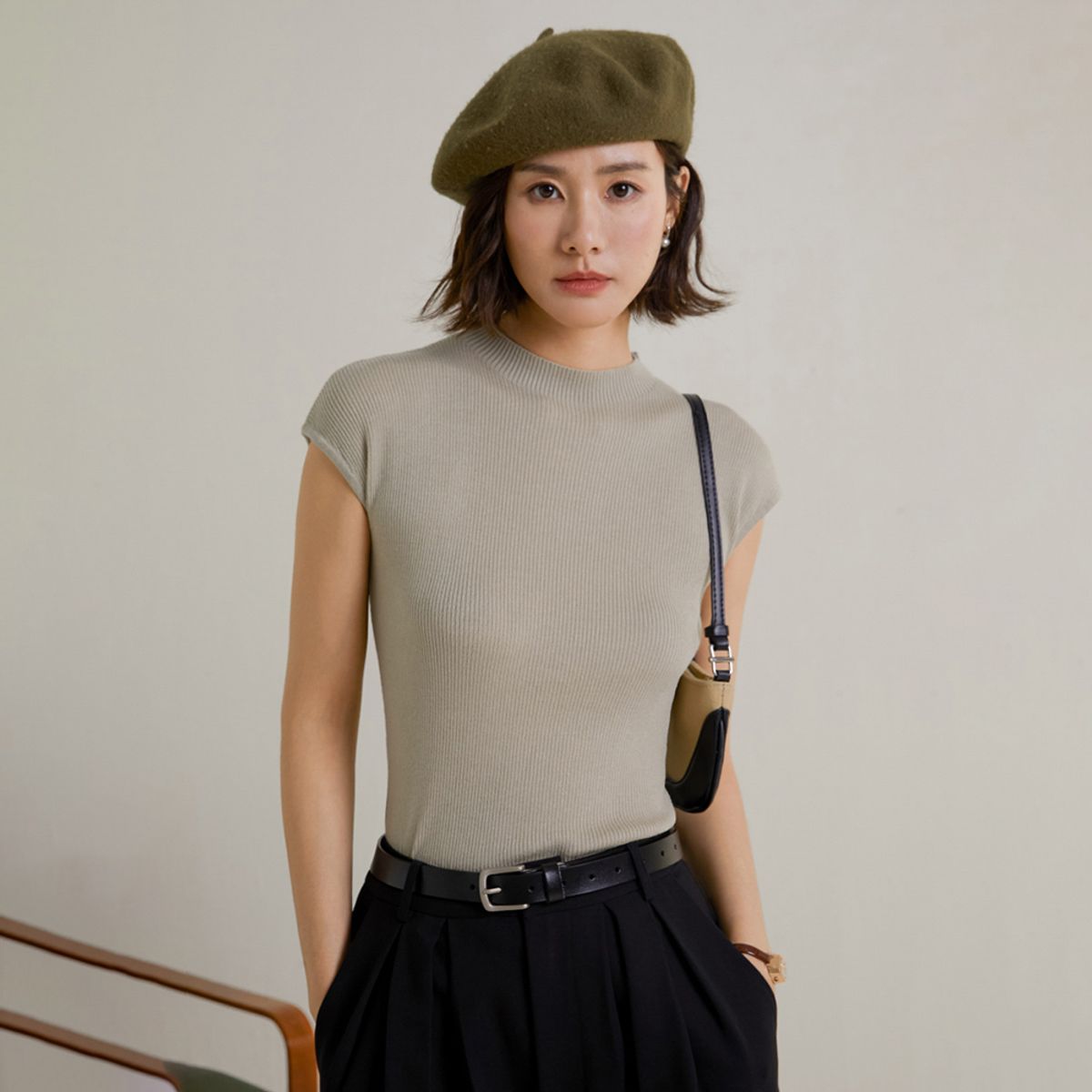 랭썬(LANGSON) LS_Half neck sweater_LIGHT GRAY