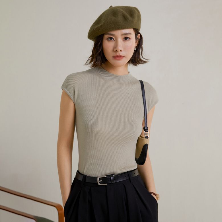 LS_Half neck sweater_LIGHT GRAY
