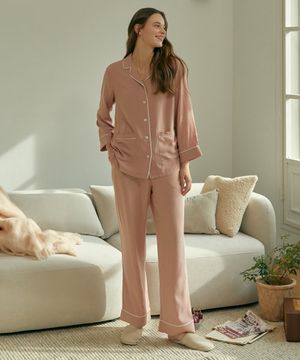 (W) 핑크 클래식 파자마 세트