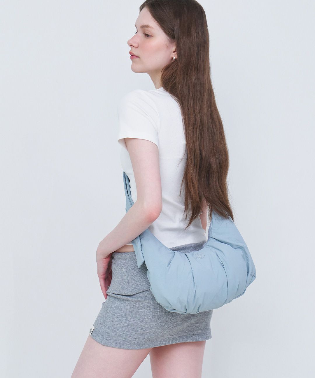 MUSINSA | CITYBREEZE WOMAN Circle Logo Padded Hobo Bag_BLUE