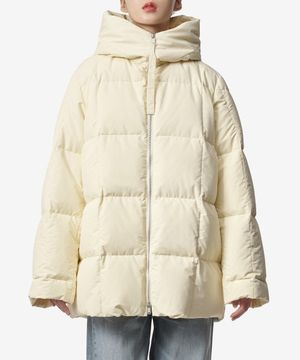 퀼팅 후드 패딩 재킷 - 화이트 / J40AF0014J74276279