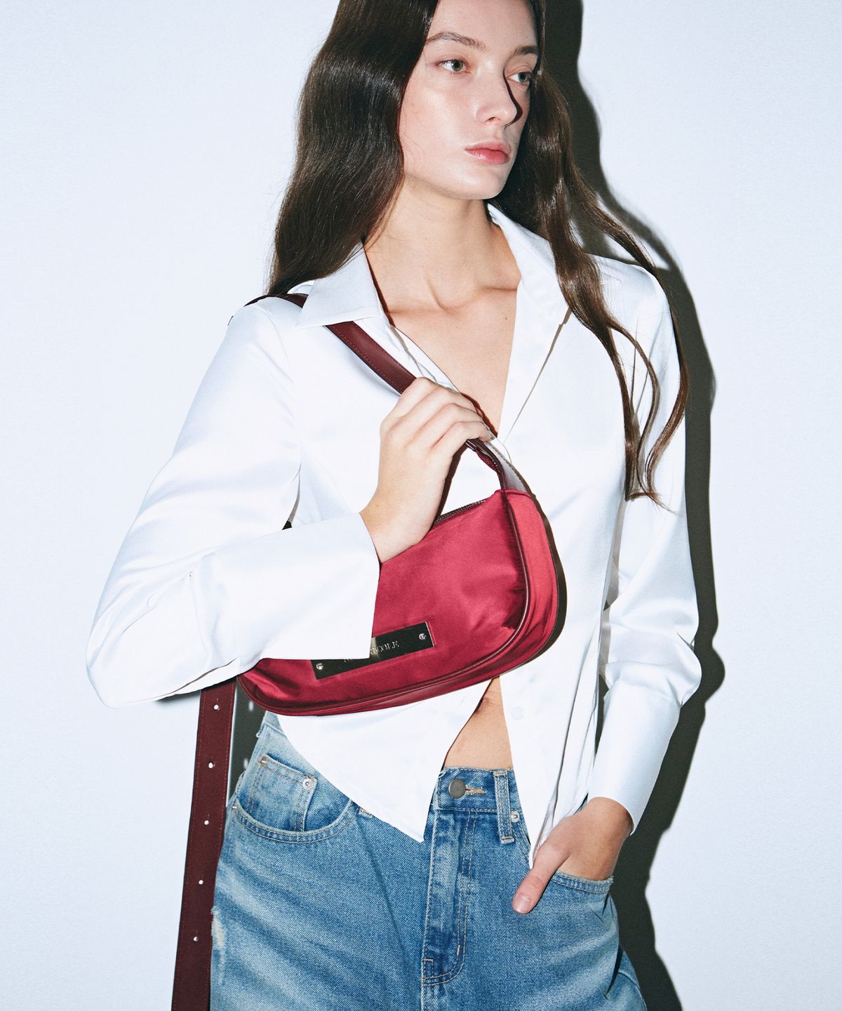 닉앤니콜(NICK&NICOLE) CRYSTAL POUND NYLON BAG_BURGUNDY