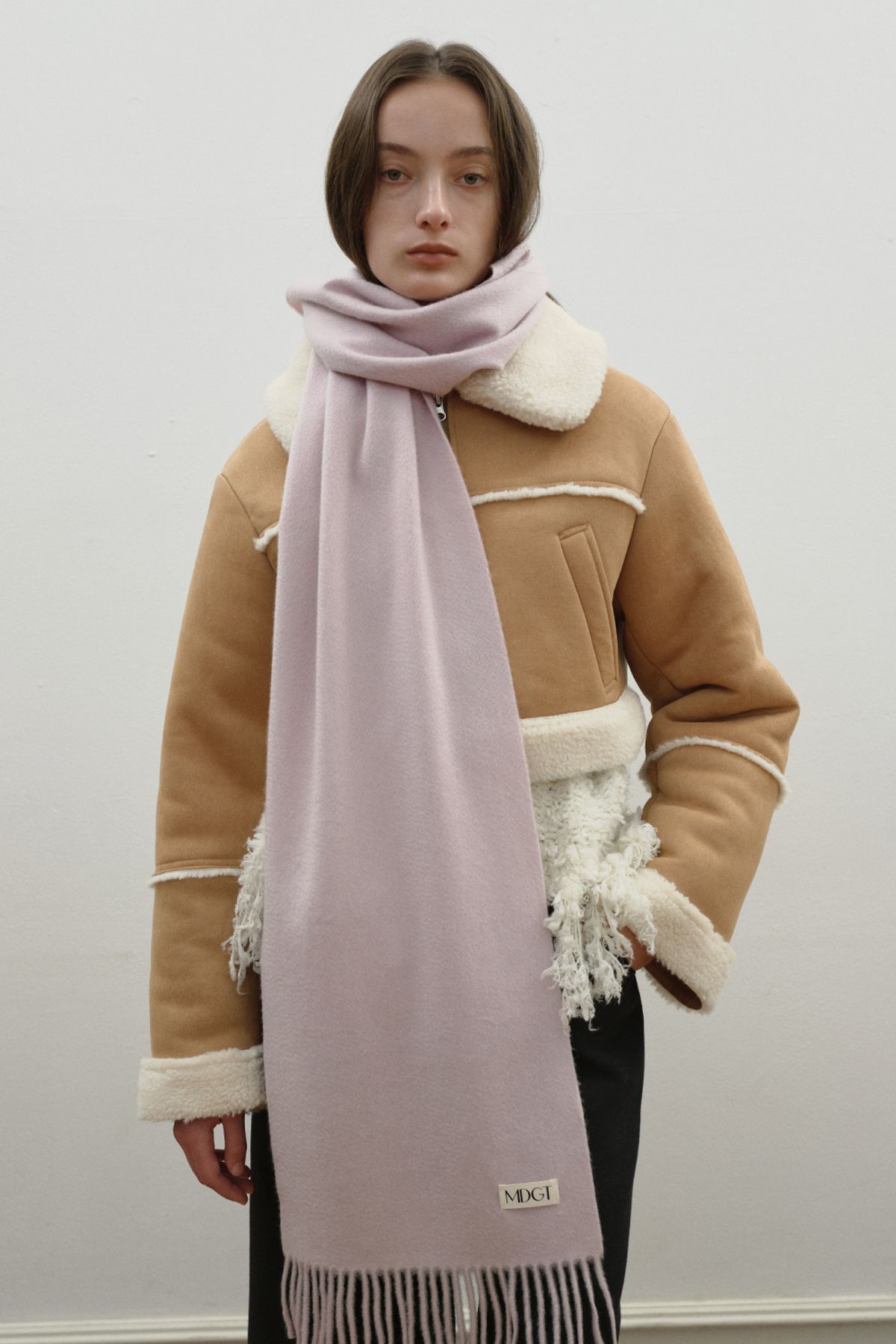엠디지티(MDGT) Woven Scarf_Solid_Smoke Pink