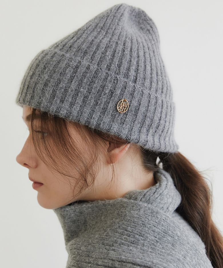 logo pendant angora beanie (C030_charcoal)