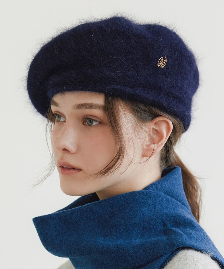 logo pendant angora beret (C031_navy)