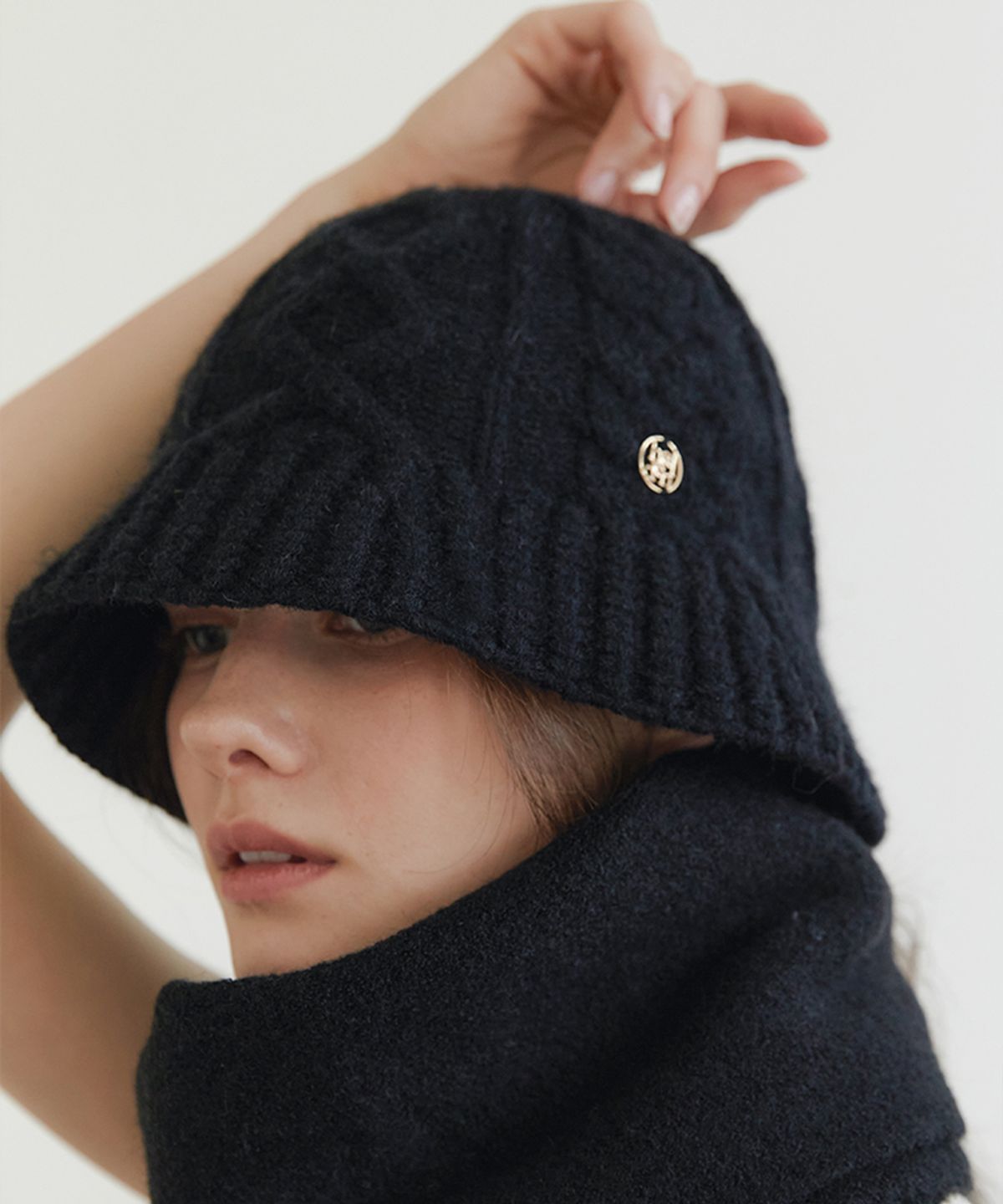 할렌(HALDEN) cable knit bucket hat (C034_black)