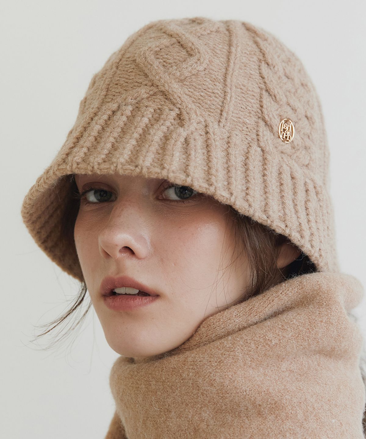 할렌(HALDEN) cable knit bucket hat (C034_beige)