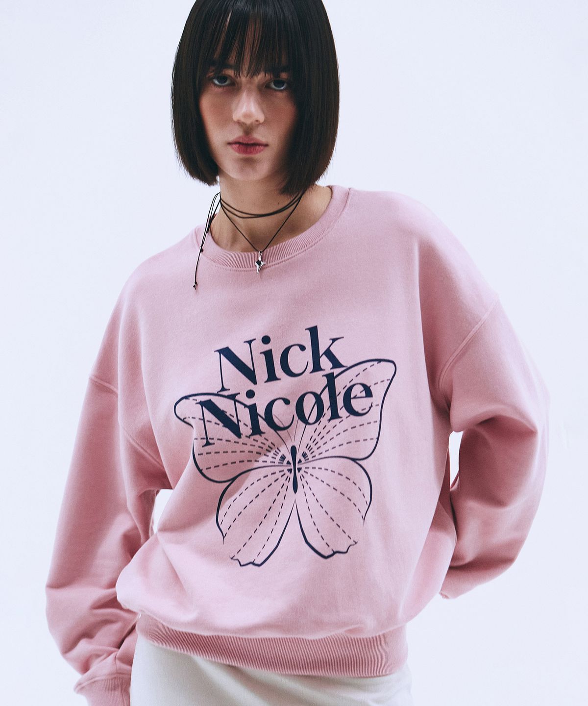 닉앤니콜(NICK&NICOLE) BUTTERFLY SIGNATURE SWEATSHIRT_PINK NAVY