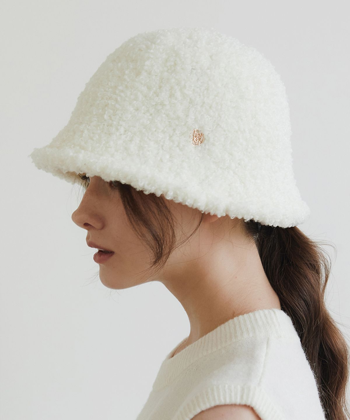 할렌(HALDEN) hairy boucle bucket hat (C041_ivory)