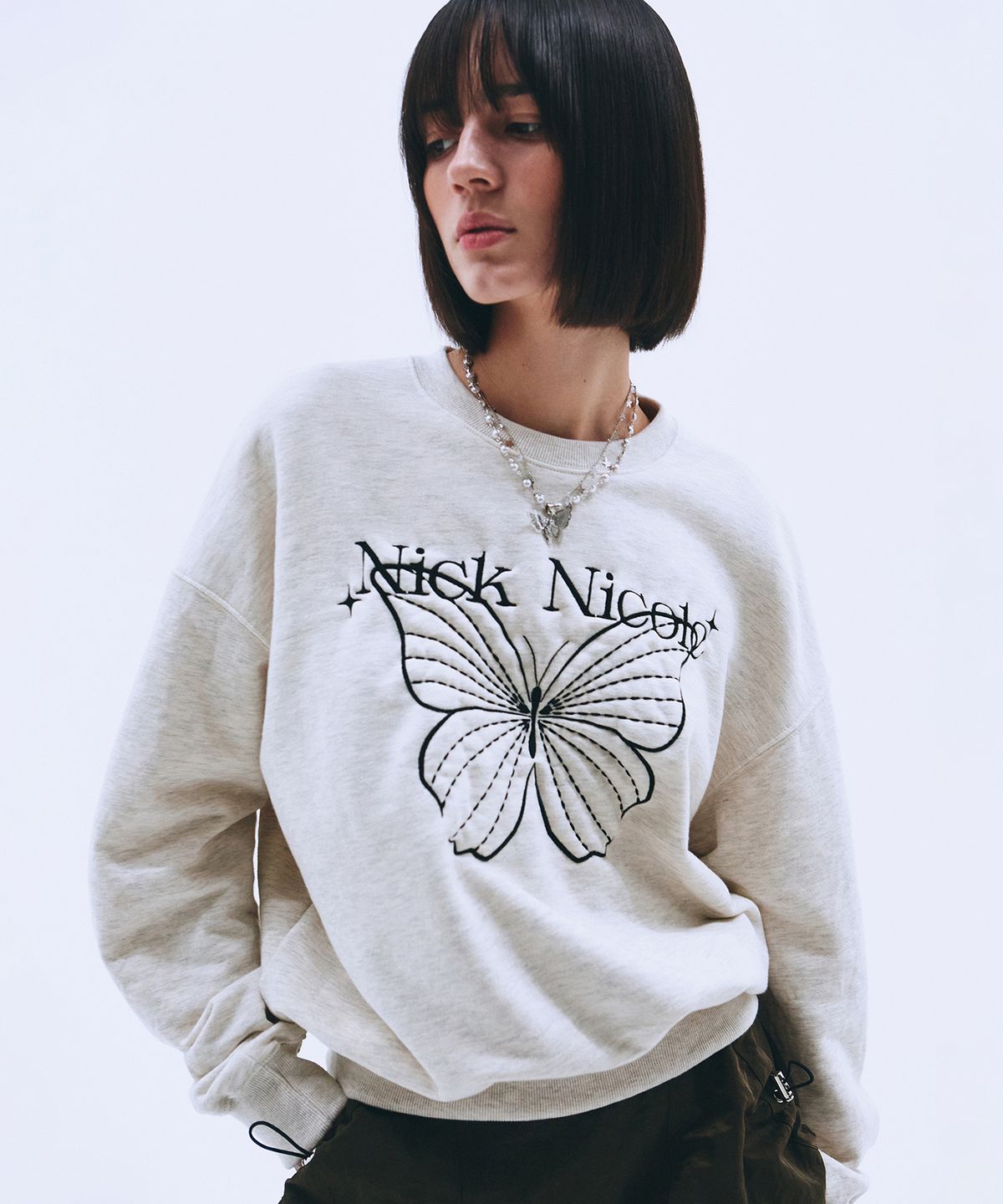 닉앤니콜(NICK&NICOLE) SHINE BUTTERFLY SWEATSHIRT_OATMEAL
