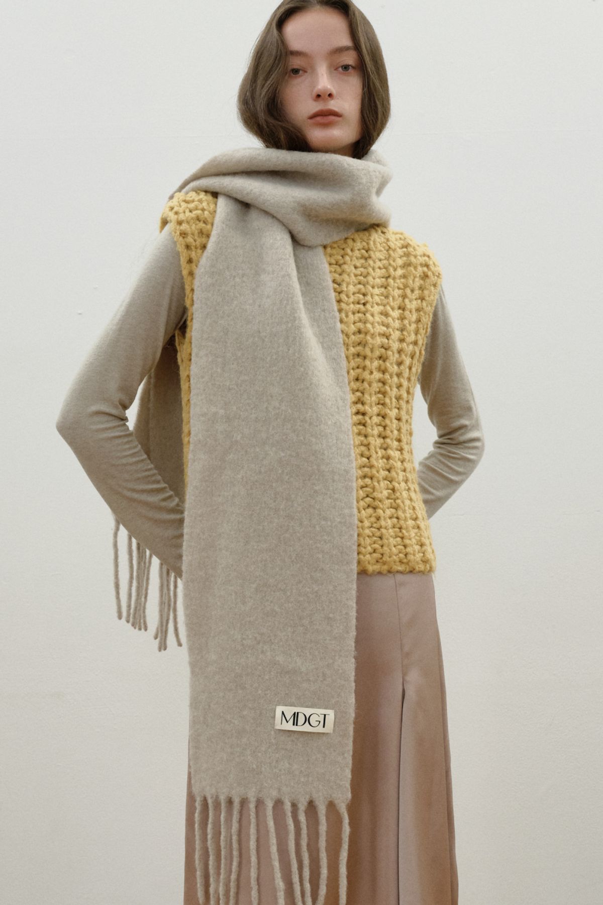엠디지티(MDGT) Chunky Scarf Solid_Beige