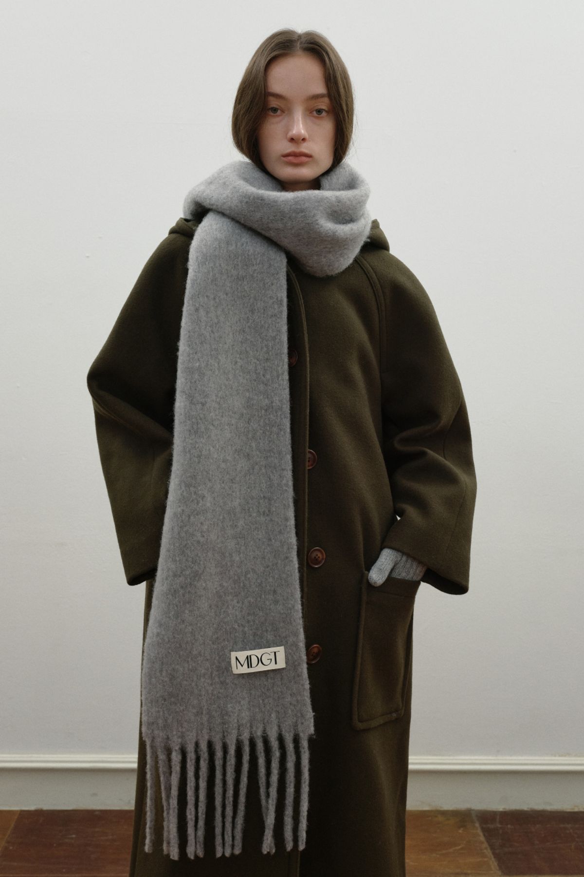 엠디지티(MDGT) Chunky Scarf Solid_Mid grey
