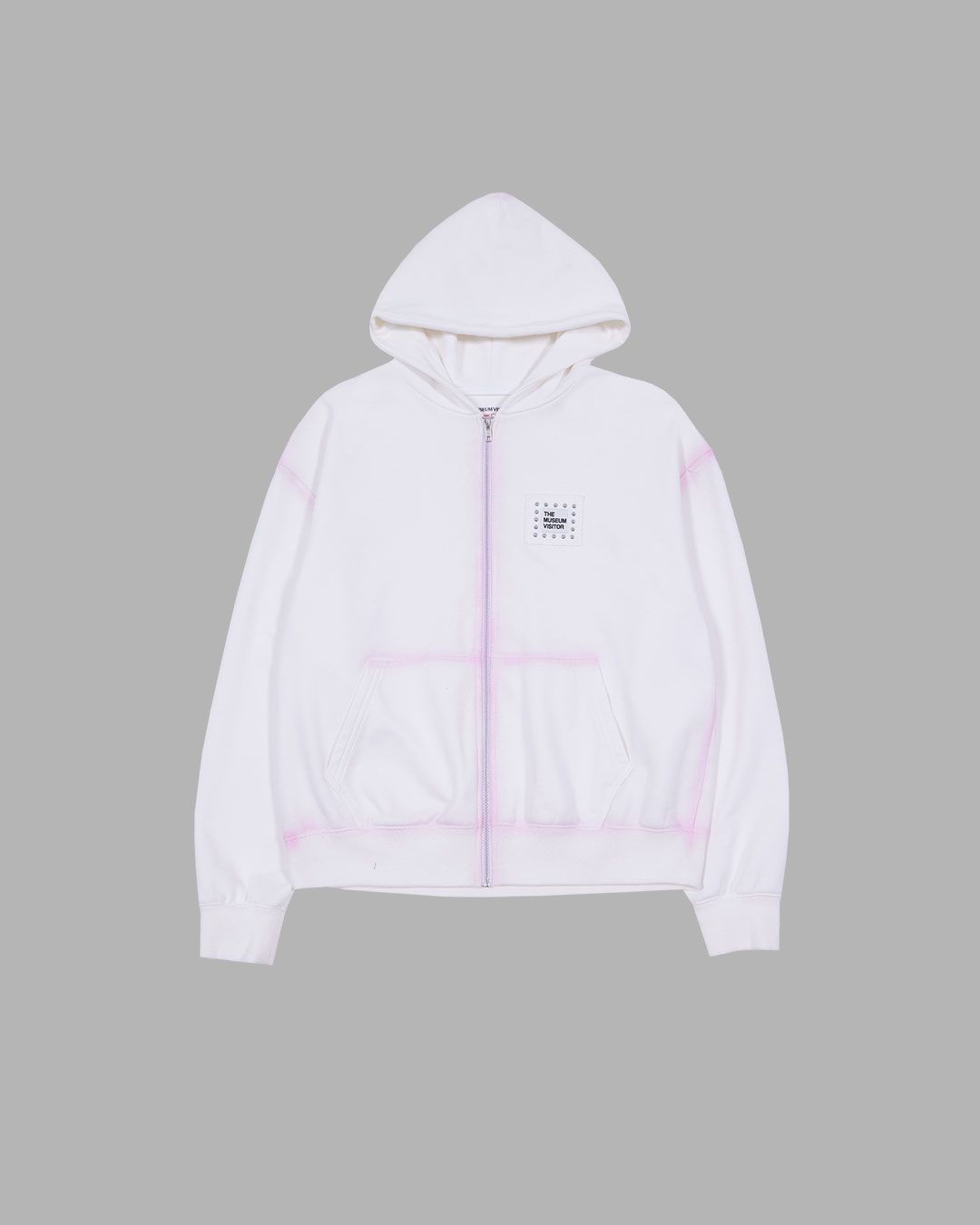 MUSINSA | THE MUSEUM VISITOR SPRAY PRINTED ZIP UP HOODY - WHITE